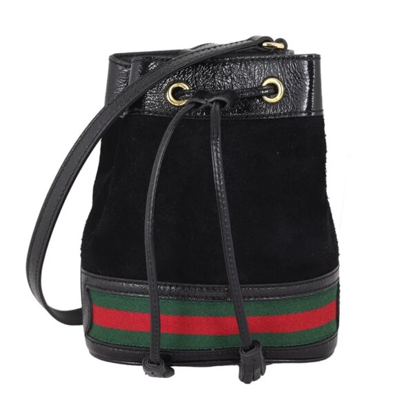 Gucci Ophidia Mini Textured Leather-Trimmed Suede Bucket Bag - Picture 1 of 4